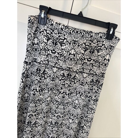 Cynthia Rowley Maxi Skirt Womens M Black White Long Ankle Pull On Casual Stretch - Picture 2 of 14